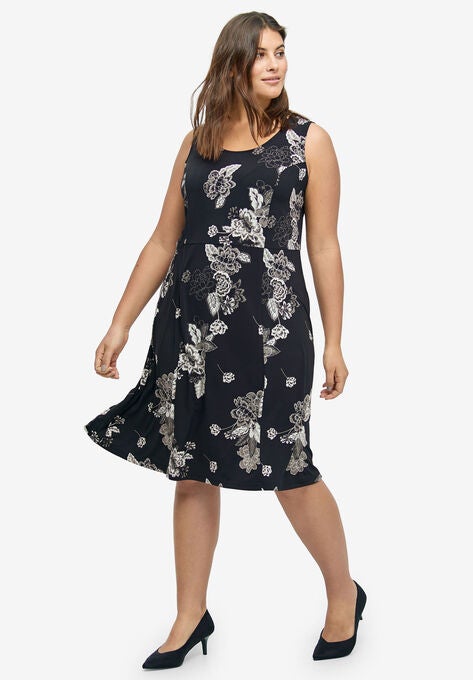Fit and Flare Knit Dress, , alternate image number null