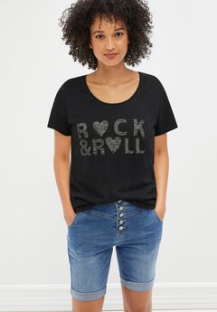 100% Cotton Jersey Slub Scoopneck Short Sleeve Graphic Tee