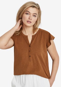 Cap Sleeve Henley Tee