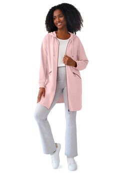 French Terry Zip-Front Hoodie With Zip Pockets