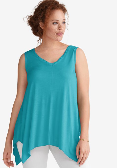 Hanky Hem Tunic Tank, VIBRANT TURQ, hi-res image number null