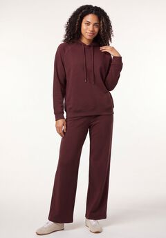 Wide Leg Fleece Sweatpant With Drawstring Waist