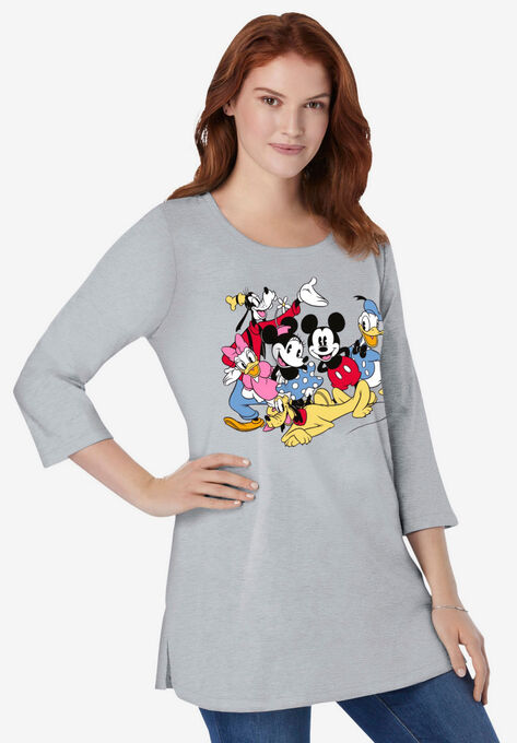 Disney Women's Three-Quarter Sleeve Tunic Classic Mickey Mouse, HEATHER GREY DISNEY GROUP, hi-res image number null