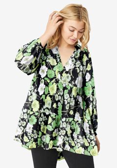 Tiered Tunic With Notch V-Neck