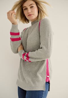 Side Stripe Mockneck Sweater