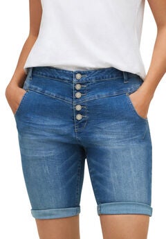 Button-Front Denim Shorts