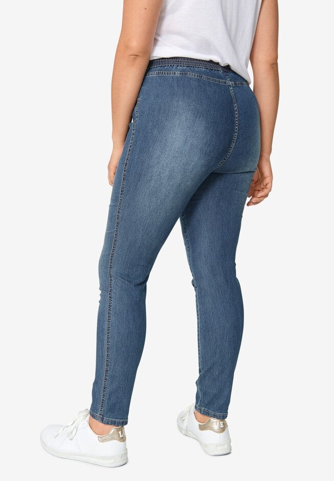 Elastic Waist Denim Jeggings