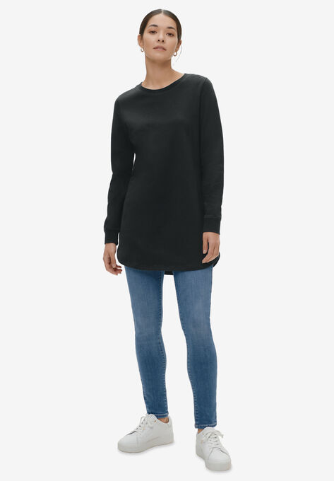 Sweatshirt Tunic with Shirttail Hem, , on-hover image number null