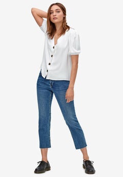 Contrast Button-Front Blouse