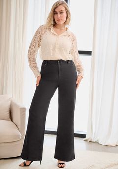 High-Waist 5-Pocket Wide-Leg Stretch Jeans