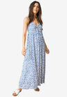 Knit Maxi Dress with Tie-Bodice, ULTRAMARINE IVORY PRINT, hi-res image number null