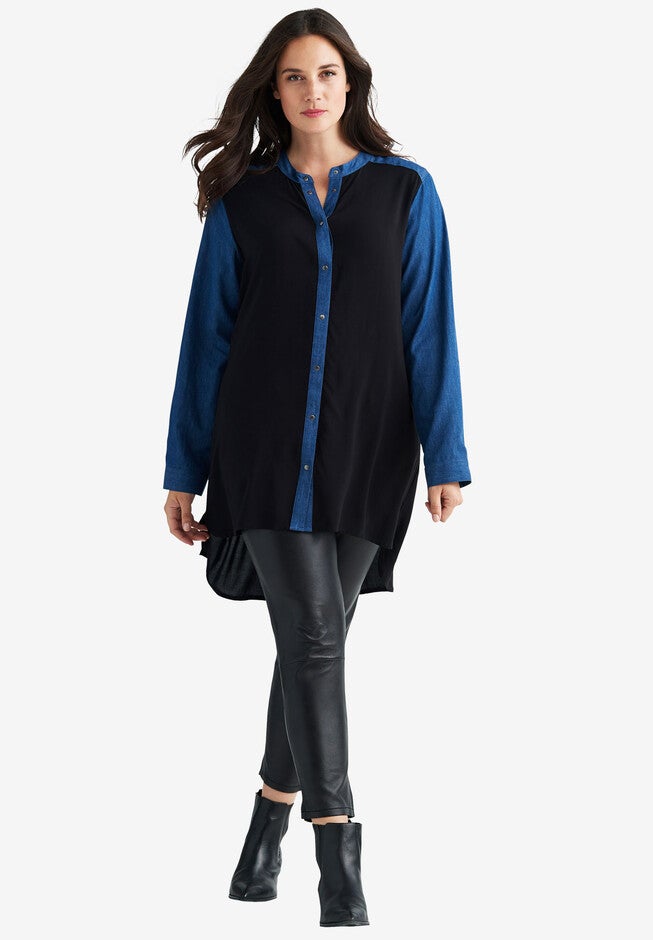 Denim Trim Shirt, , alternate image number null