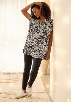 Stretch Jersey Knit V-Neck Oversized Tunic