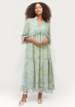 Sheer Maxi Dress With Ruffled Trim