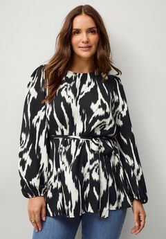 Blouson Sleeve Belted Tunic