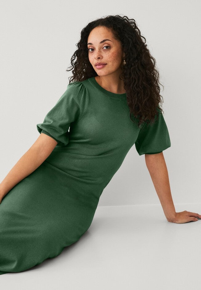 Fine Knit Midi Sweater Dress, MIDNIGHT GREEN, alternate image number null