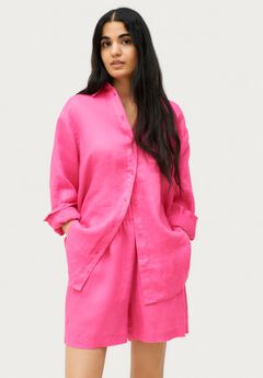 Oversized Linen-Blend Boyfriend Shirt