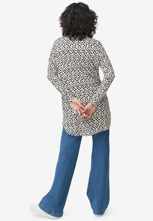 V-Neck Inverted Pleat Tunic, , on-hover image number 1