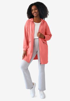French Terry Zip-Front Hoodie With Zip Pockets