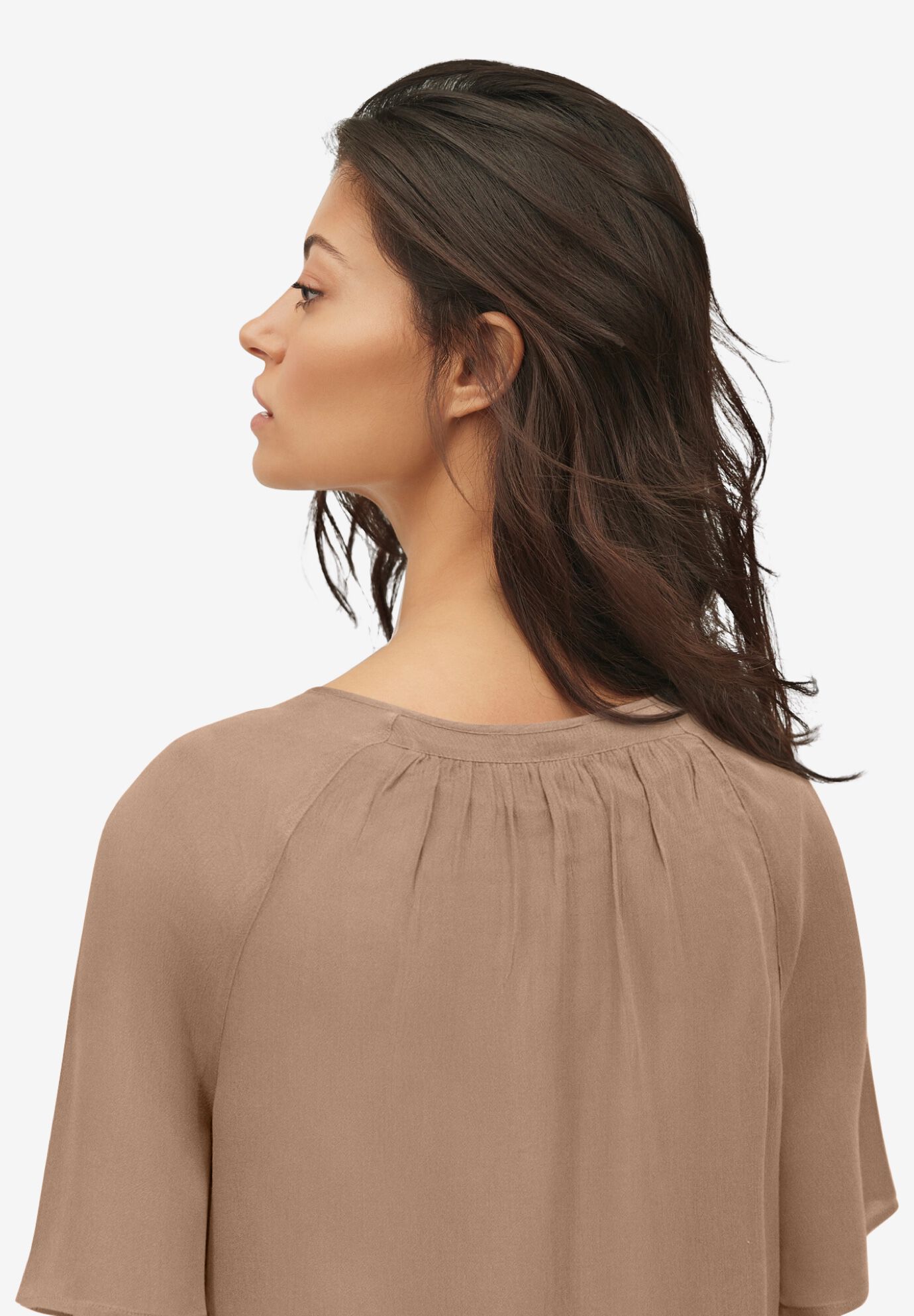 Crinkle Tie-Front Blouse, BROWN SUGAR, on-hover image number 1