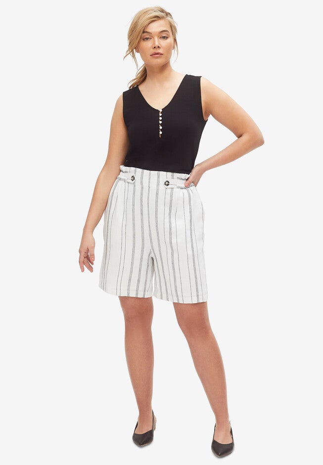 Pearl Button Henley Tank, BLACK, hi-res image number 0