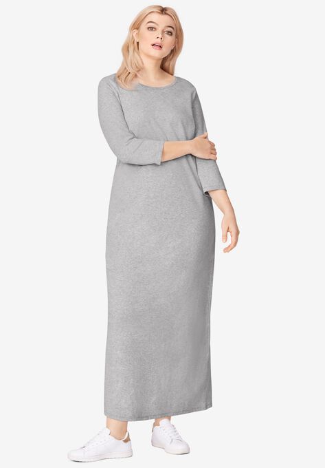 3 4 Sleeve Knit Maxi Dress By Ellos Plus Size Maxi Dresses