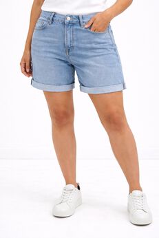 Stretch Denim Mid-rise Boyfriend Shorts