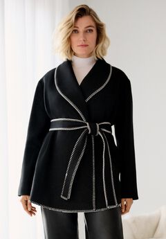 Wrap Jacket With Whipstitch Trim