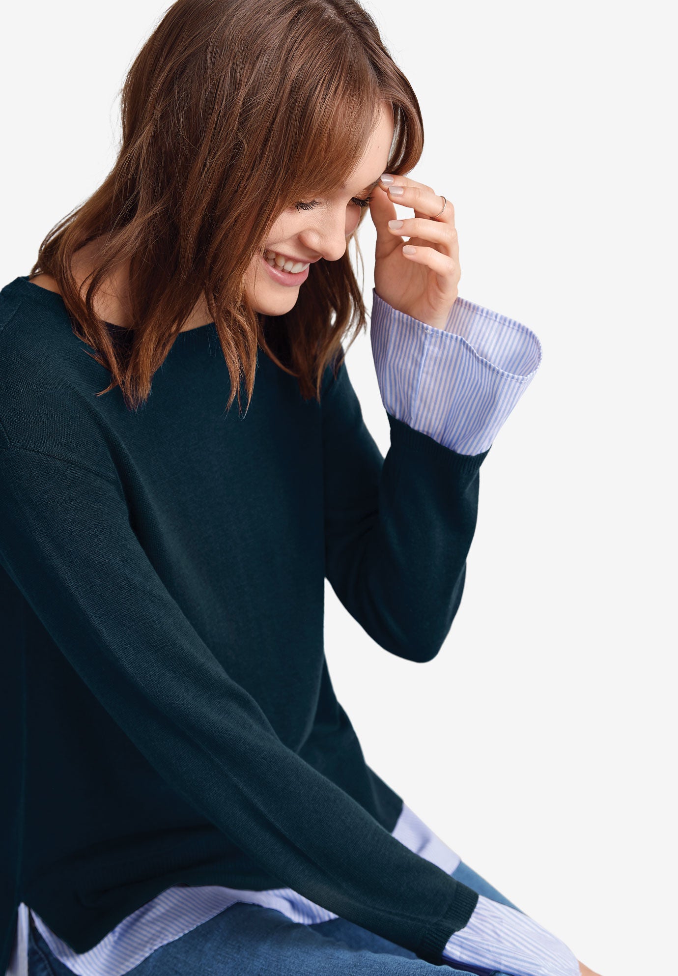 Fine Gauge Layered Pullover, , alternate image number 2