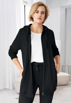Black Easy Fit Plus Size Trendy Tops
