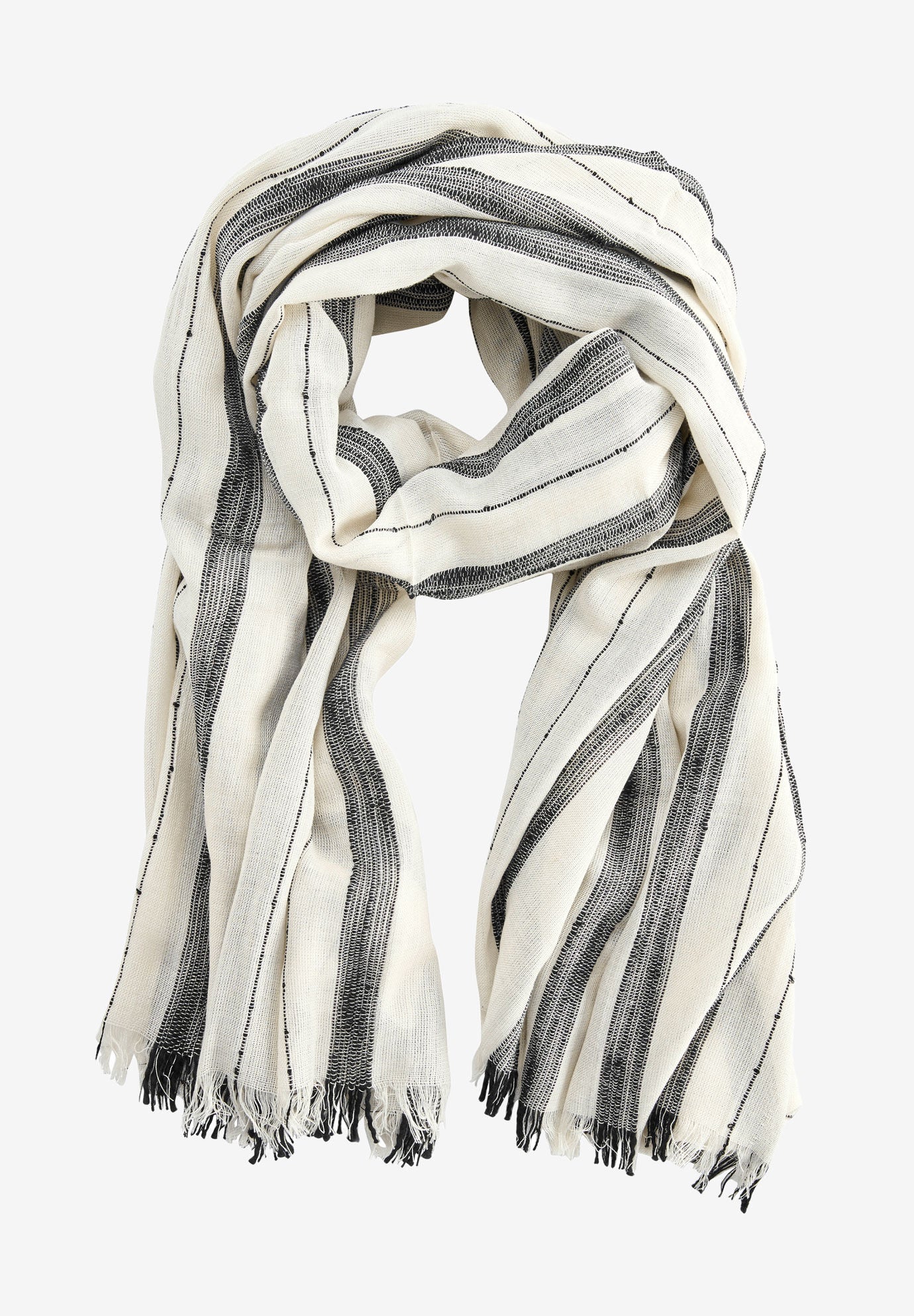 Lightweight Striped Scarf by ellos&reg;, WHITE BLACK STRIPE, hi-res image number 0