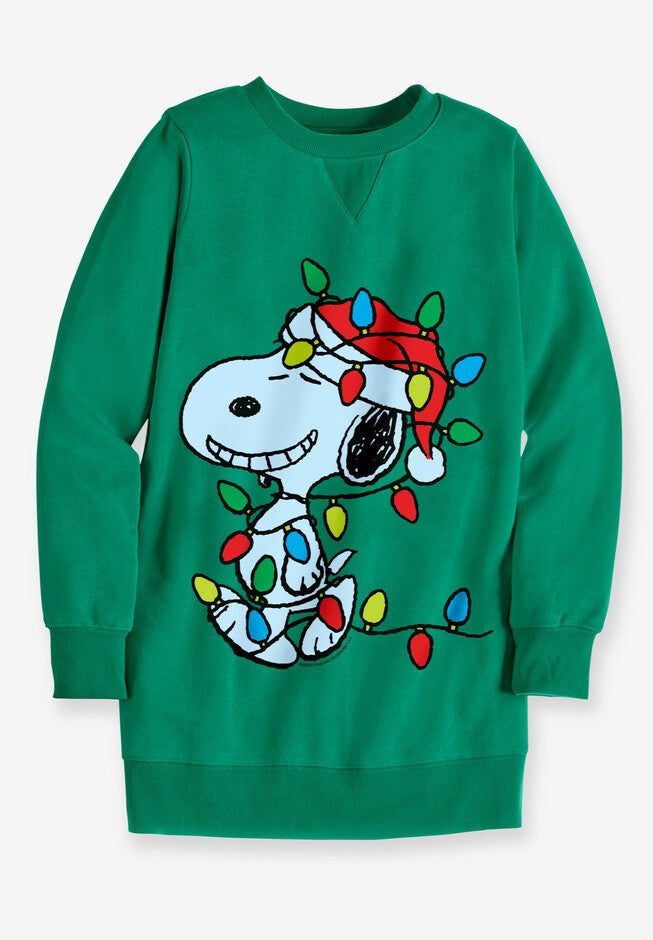 Peanuts Green X-mas Snoopy Crewneck, , alternate image number null