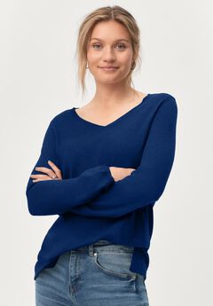 Lightweight V-Neck A-Line Sweater Tunic