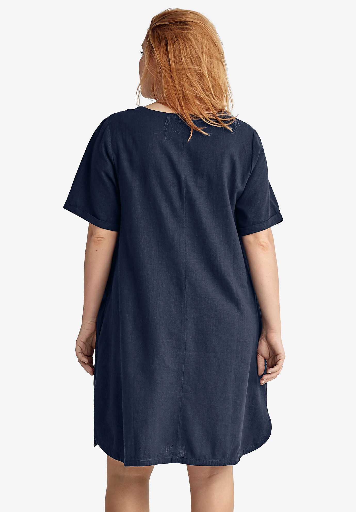 Linen-Blend A-Line Dress, , on-hover image number 1