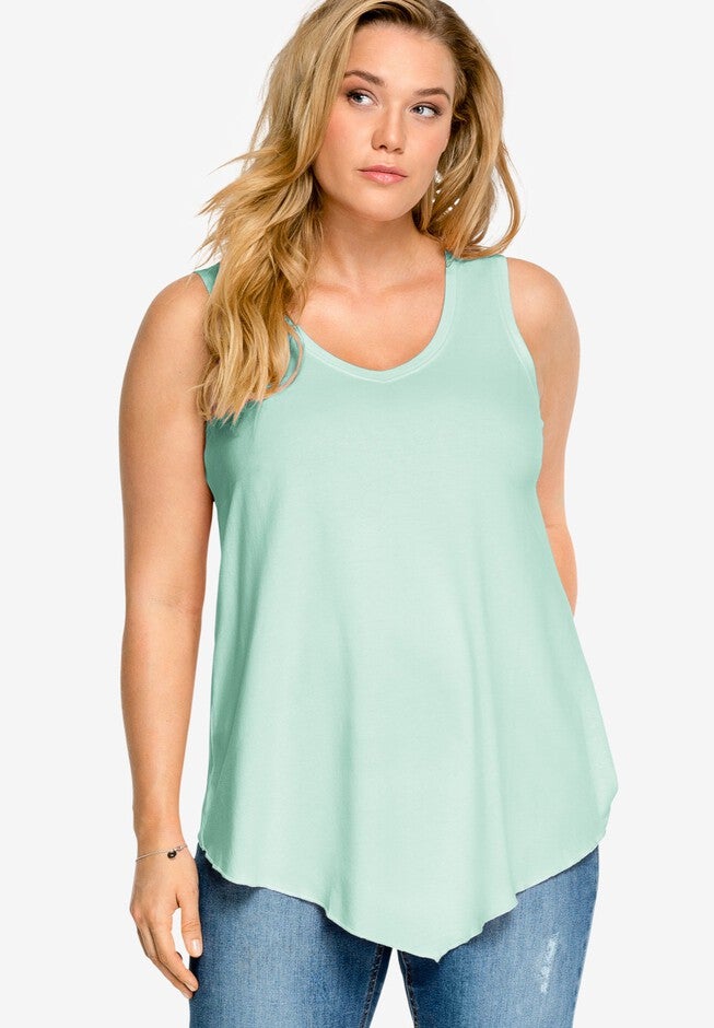 V-Neck Pointed Front Tank | Woman Within
