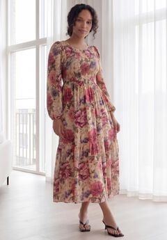 Smocked Bodice Tiered Midi Dress