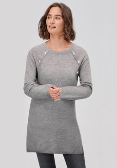 Button-Trim Sweater Tunic