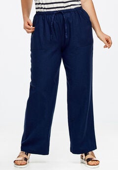 Linen-Blend Drawstring Pants