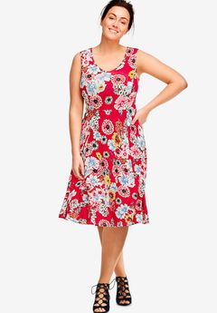 Sleeveless Knit Fit and Flare Knit Dress