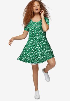 Short Sleeve A-Line Knit Dress