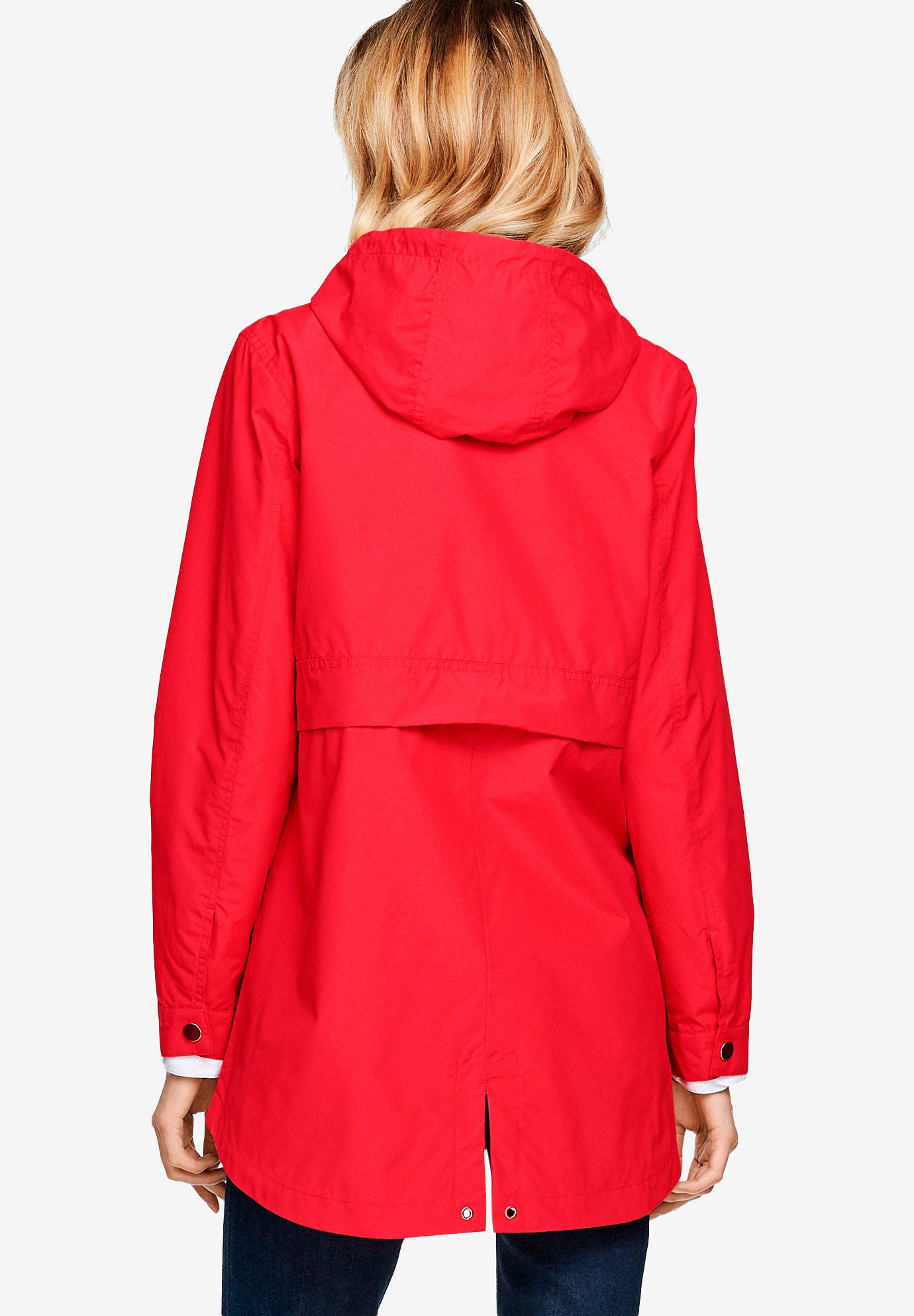 Red raincoat with hood deals