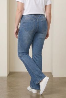 Mid-Rise Stretch Back Elastic Bootcut Jeans