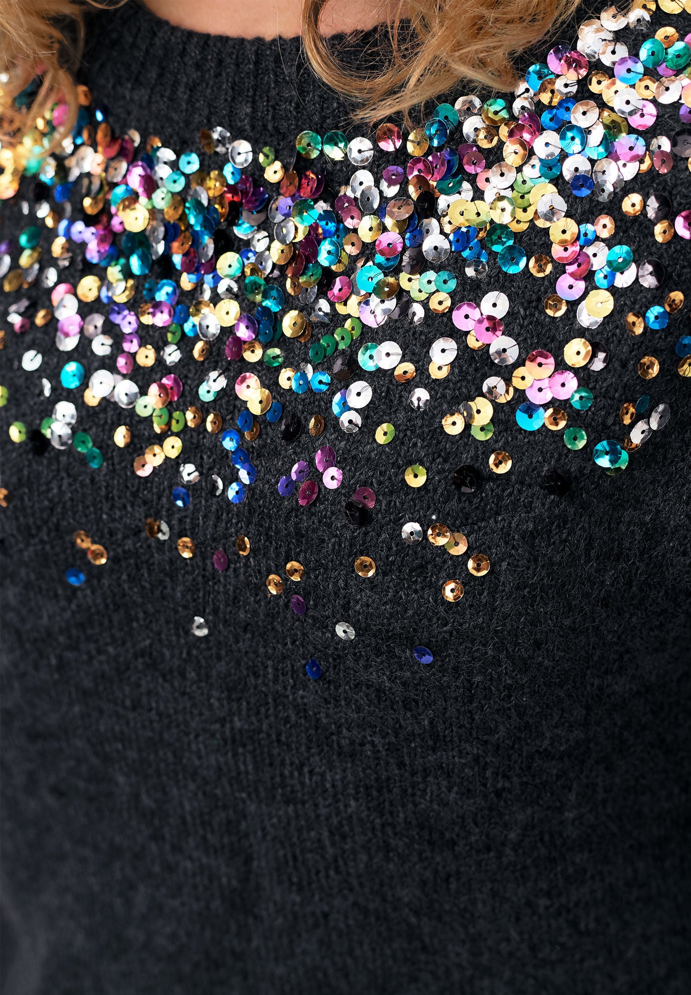 Sequin Yoke Pullover, , alternate image number 2