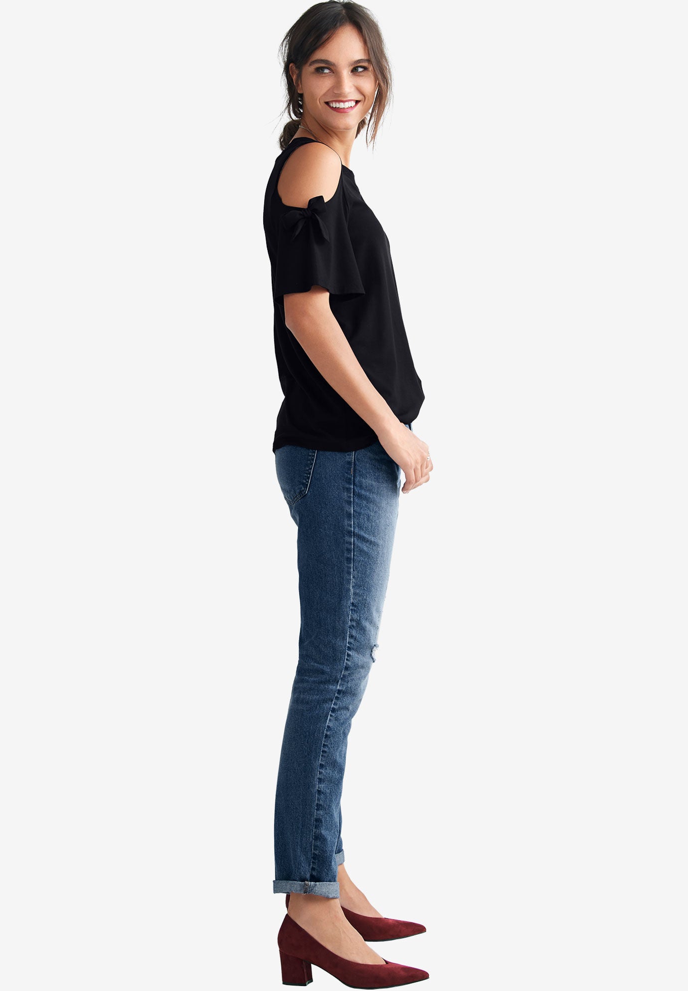 Woman within cold online shoulder tops