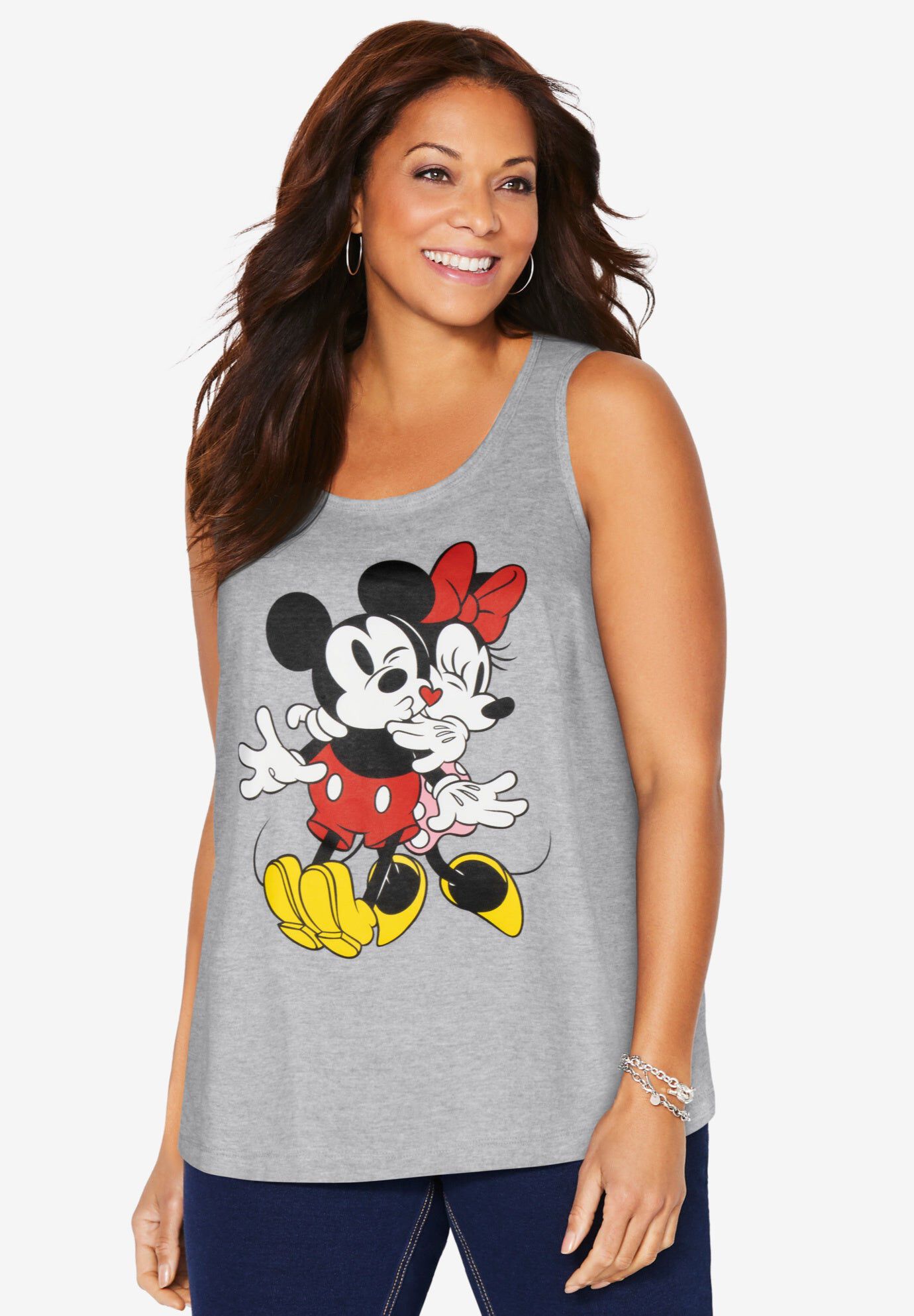 Sleeveless Disney Mickey Minnie Hug Tank, Heather Grey Mickey Minnie ...