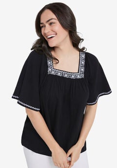 Embroidered Gauze Blouse