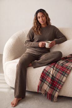 Mid Rise Sherpa Wide Leg Lounge Pants