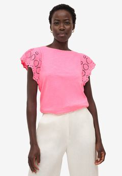 Eyelet Cap Sleeve Tee