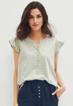 Cap Sleeve Henley Tee