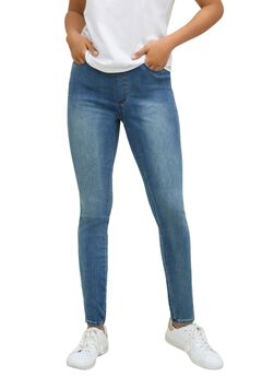 Stretch Denim Mid-rise Pull-on 4 Pocket Jeggings